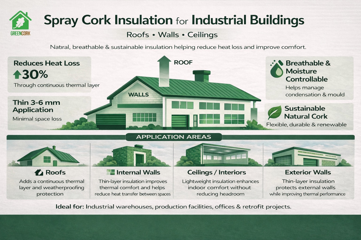 SprayCork for industrial buildings, warehouses and distribution centres