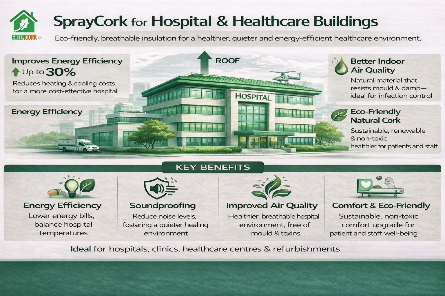 SprayCork for eco-friendly hospital buildings