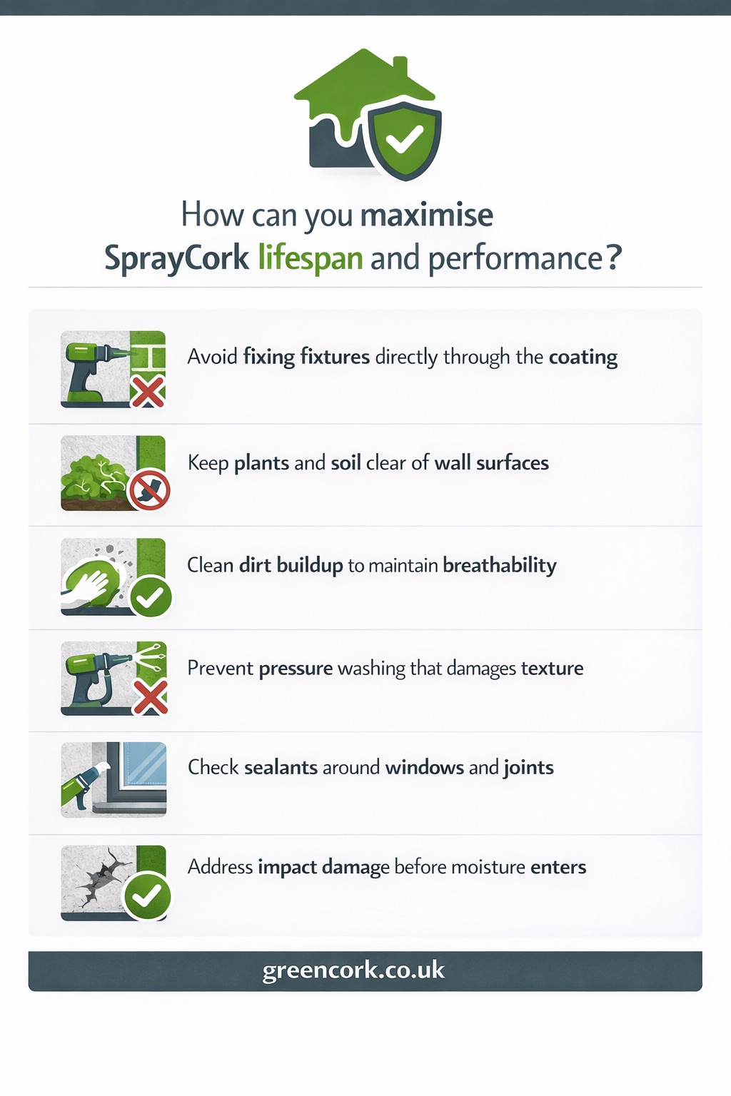 how can you maximise spraycork lifespan and performance