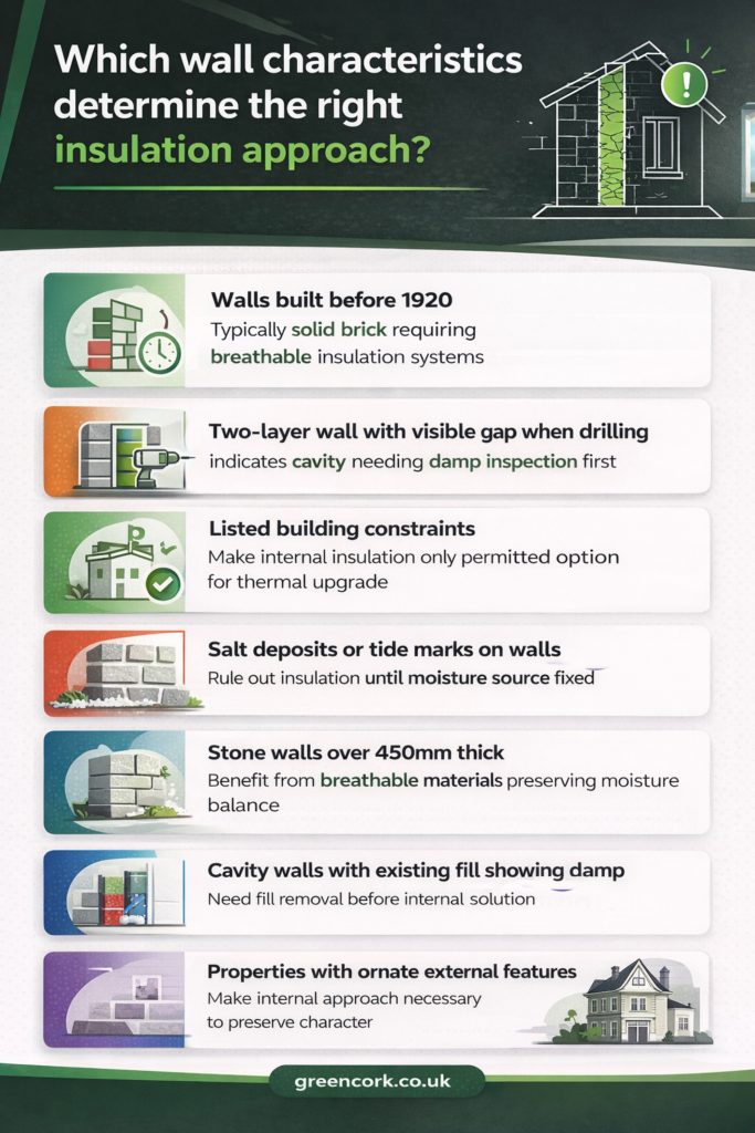Which wall characteristics determine the right insulation approach