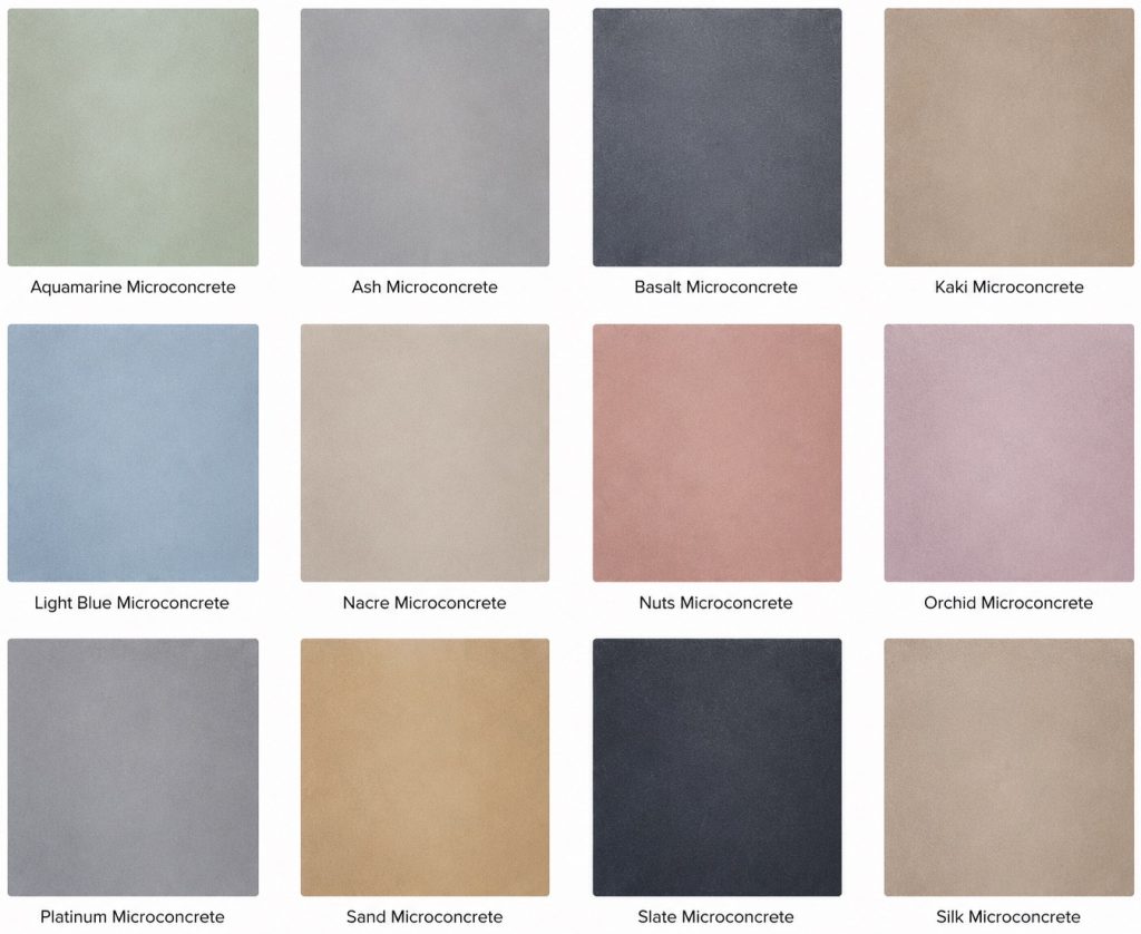 Aqua Microconcrete colour sample chart