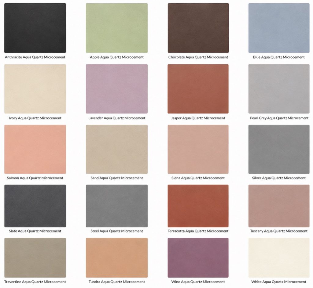 Colour palette of Aqua Quartz Microcement