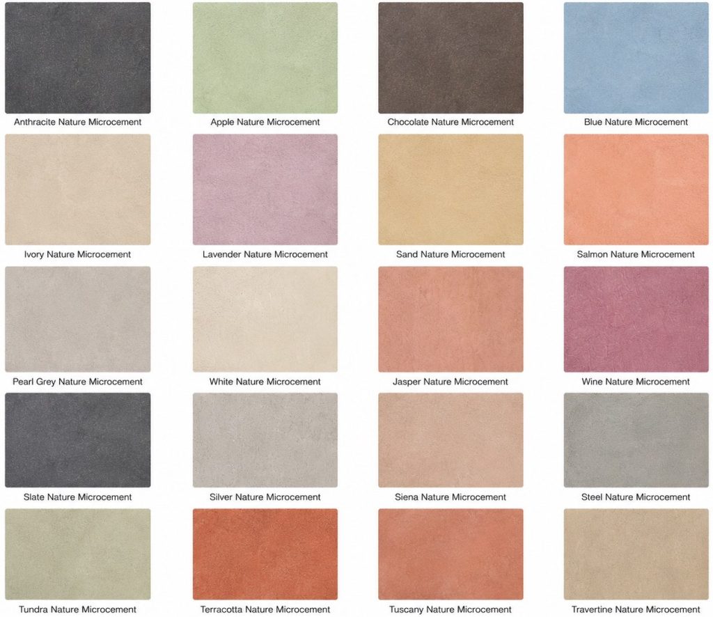 Nature Microcement available colour paletter swatches