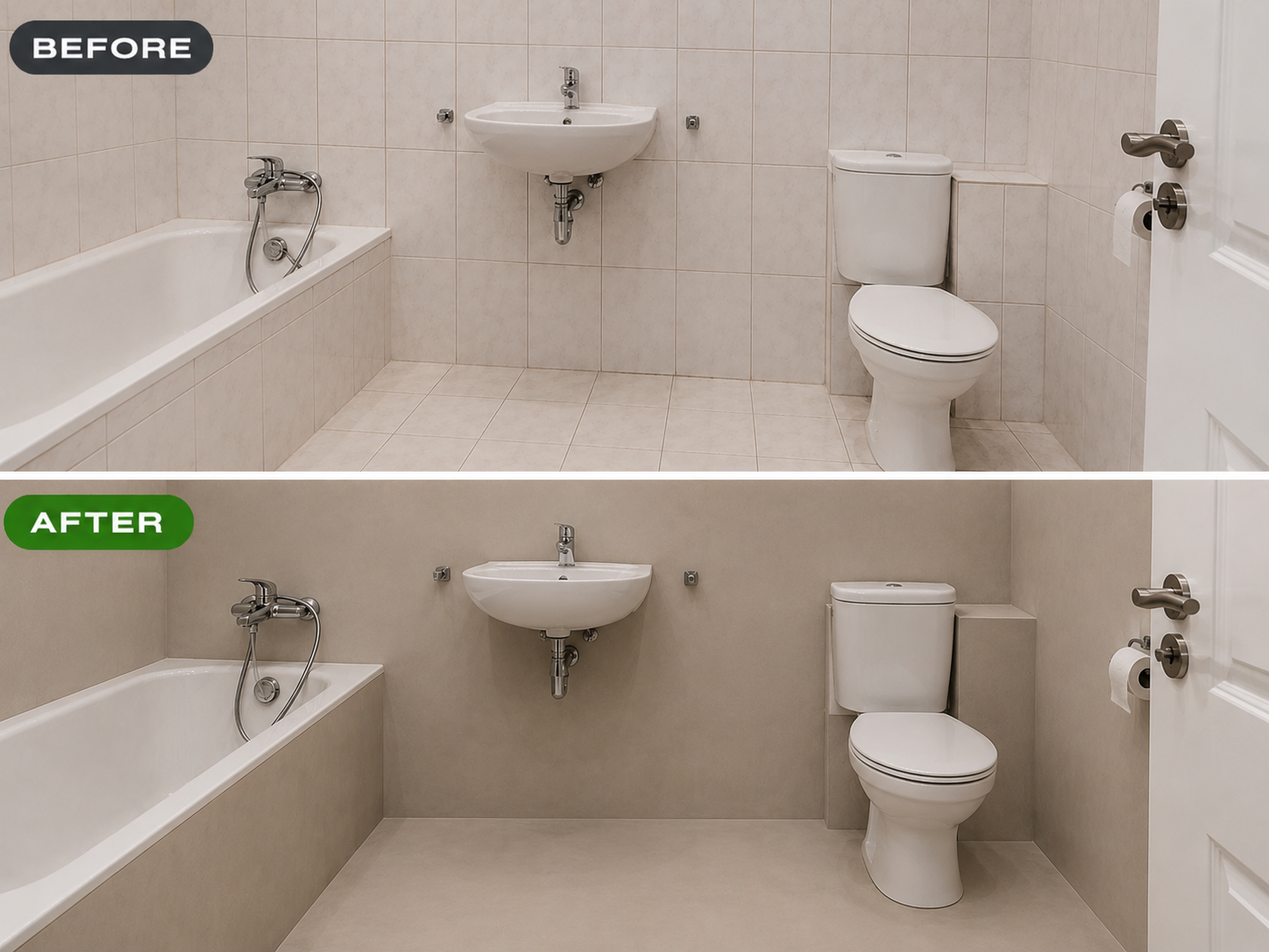 microcement for bathroom before and after