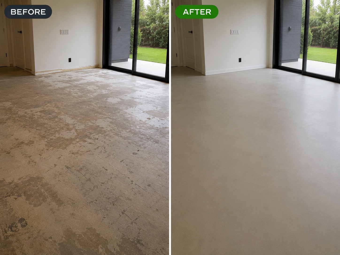 microcement flooring before and after