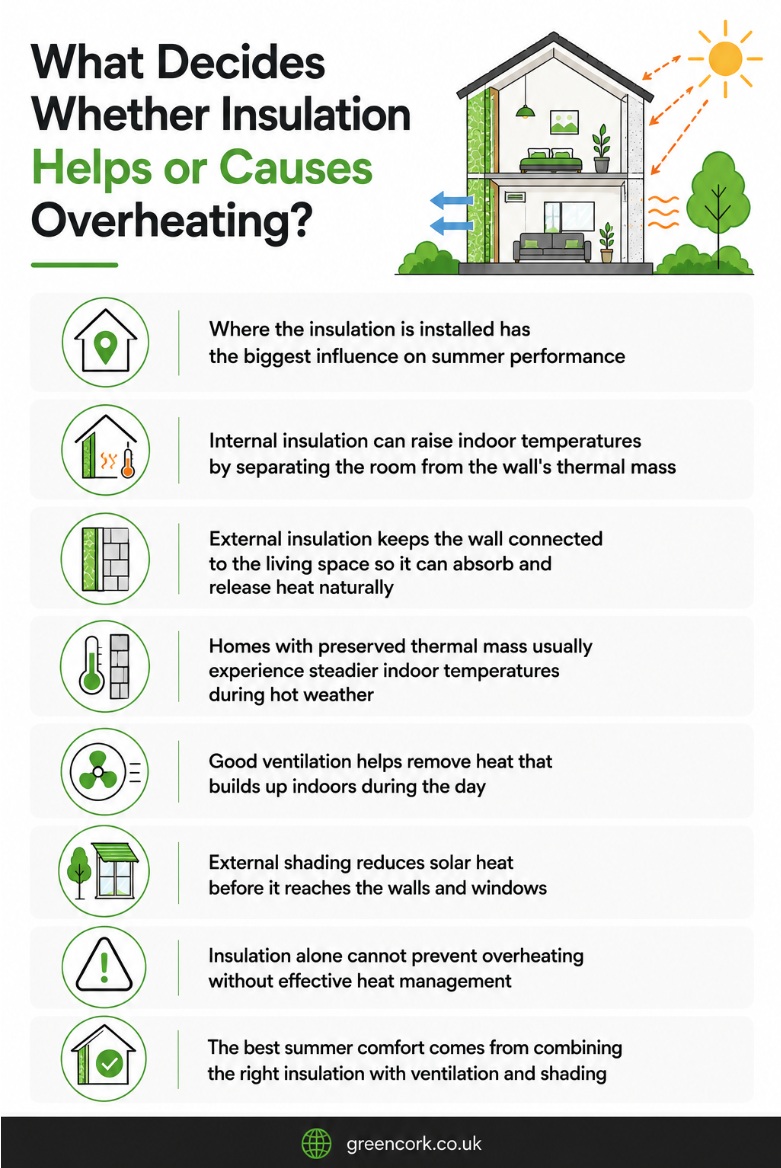 What decides wether insulation helps or cause overheating